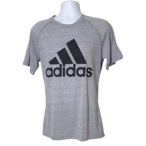 Adidas Mens Ultimate Tee L Gray Black Short Sleeve Iconic Athletic Logo Shirt